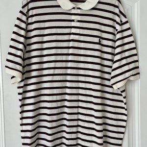 NWOT VTG Polo Ralph Lauren polo shirt, white/blue/red stripe, men's size 2XL